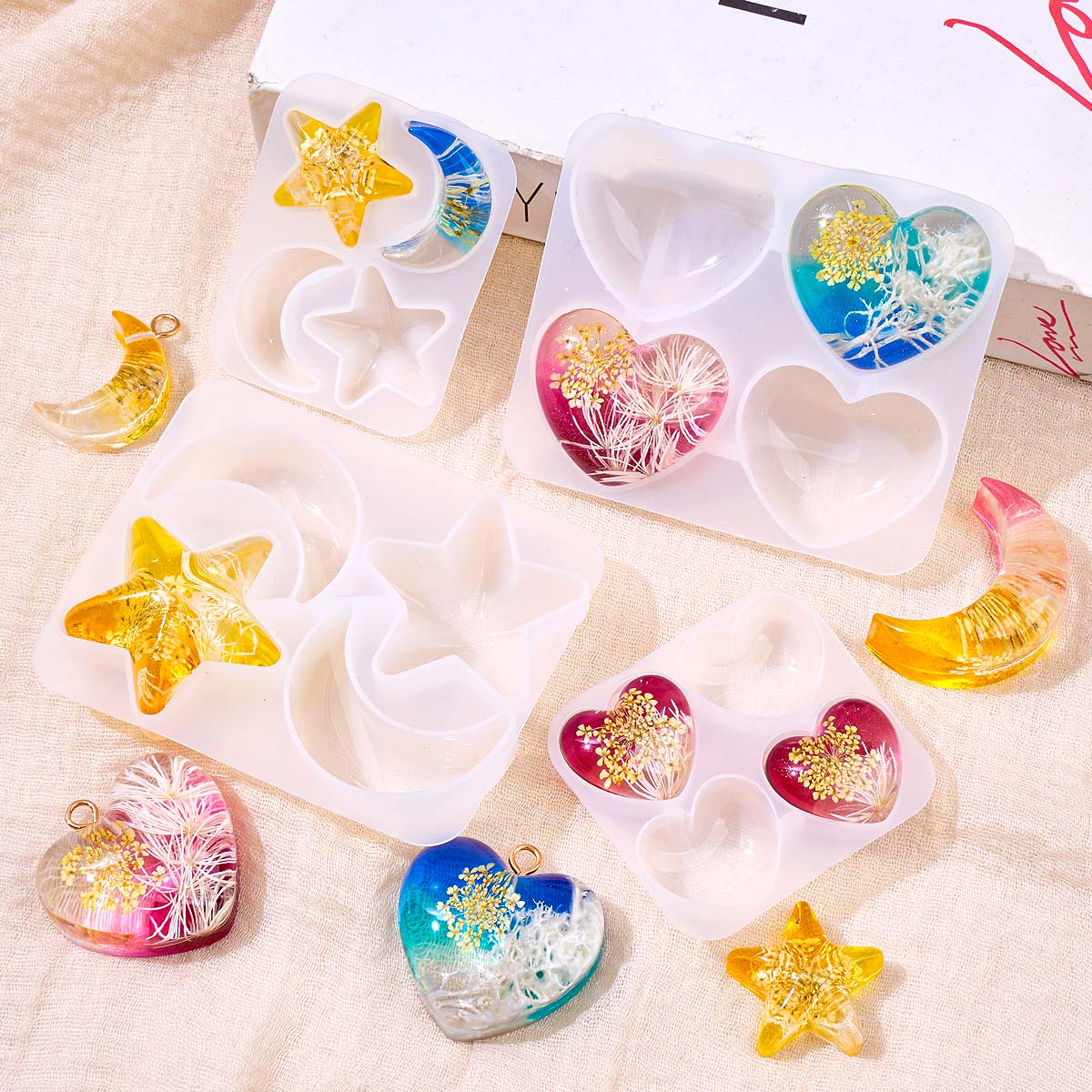 Heart Star Moon Pendant Silico - Resin Art Jewellery recension och pris